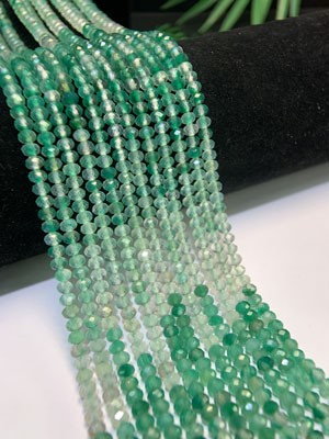 Green Agate Gradient Abacus Beads (4mm & 3mm), Semi-Finished Long Chain 39cm