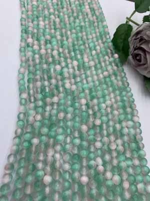 Pink and green two-color gypsum with cat's eye 6mm, 8mm, 10mm, glossy bead semi-finished long chain 38cm.