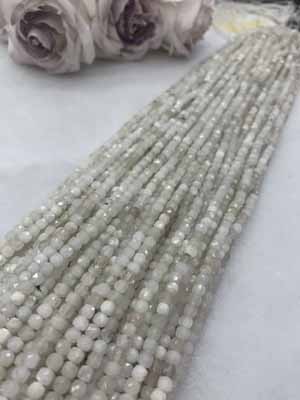 Moonstone Cube Beads (4×4mm) Long Chain, 38cm