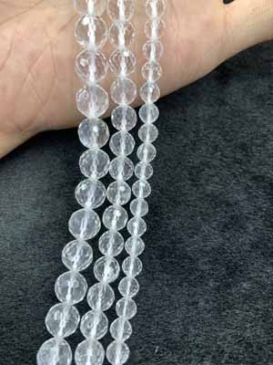 White Crystal 128-Faceted Beads 6mm, 8mm, 10mm, Semi-Finished Long Chain 38cm