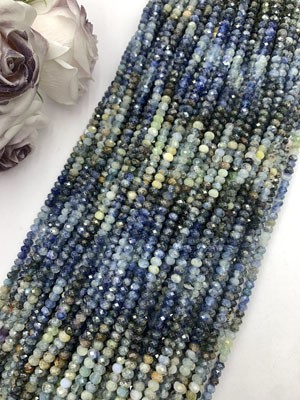 Blue Kyanite Gradient Abacus Beads 4×6mm Long Chain, 38cm