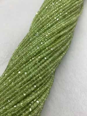 Grade A Peridot Cube Beads 2×2mm, 38cm Long Chain