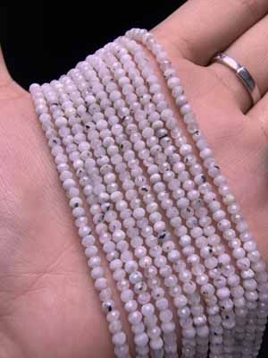 Moonstone Abacus Beads (Size: 2.3–3.5mm) Semi-Finished Long Chain, 39cm
