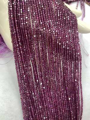 Purple Garnet Sugar Beads 2×2mm, Long Chain 38cm