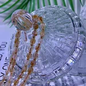 Honey Milk Cap yellow tata crystal lulutong small size (5x6mm) semi-finished long chain 39cm.