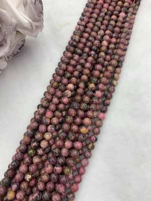 Brazilian Rhodochrosite Smooth Beads 9mm, Semi-Finished Long Chain 38cm