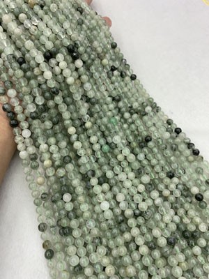 Greenblue Tourmaline Rutilated Smooth Beads, Semi-Finished Long Chain 38cm