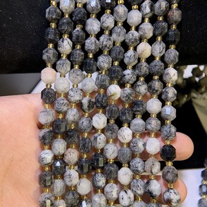 Black hair crystal lulutong semi-finished (7mm) long chain 39cm.