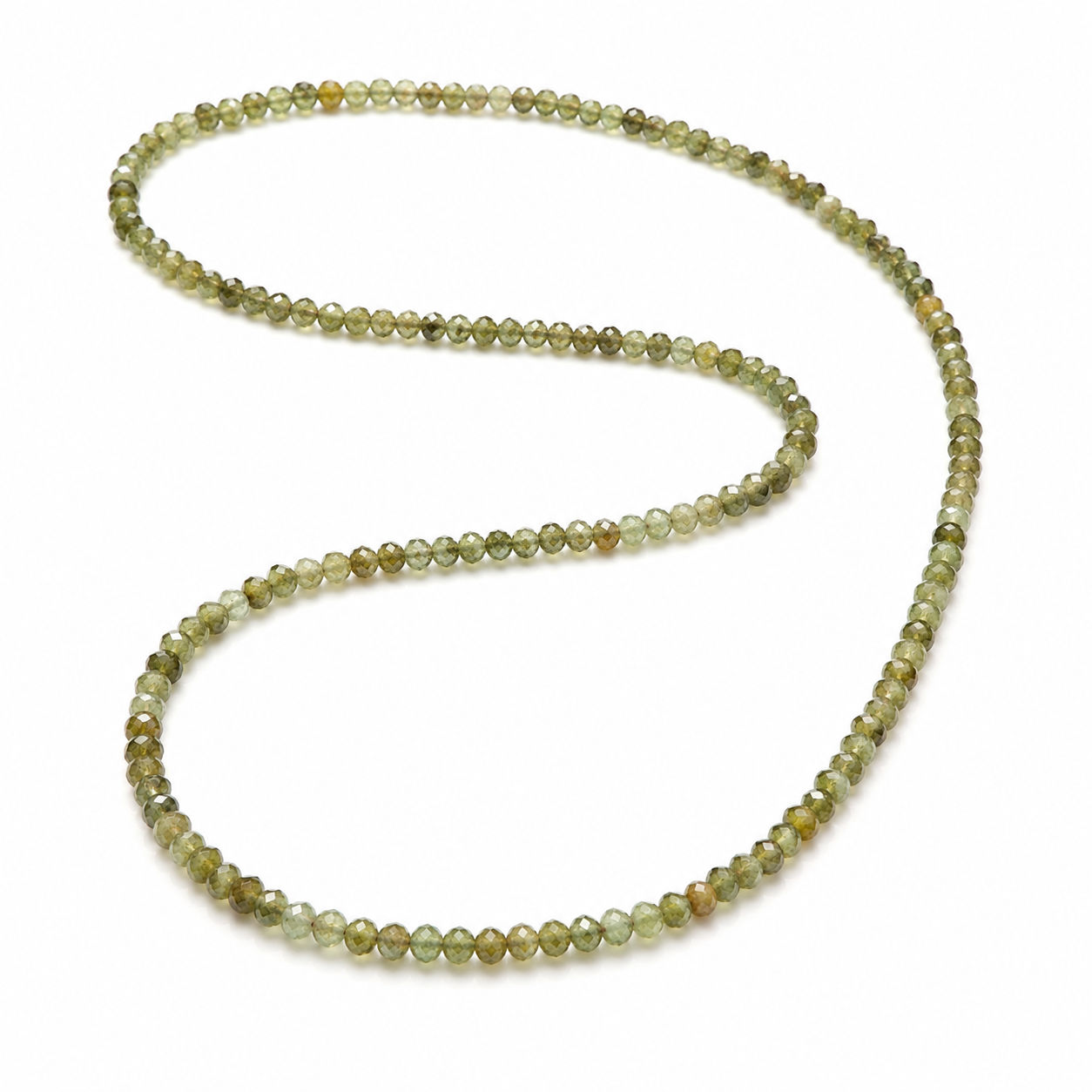 Tsavorite Green Garnet Faceted Long Chain (3mm) Semi-Finished, 39cm