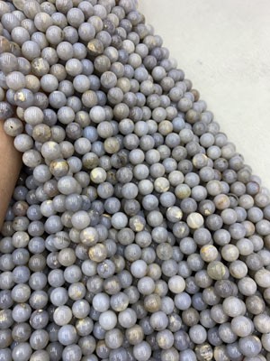 Blue Opal Smooth Bead Long Chain