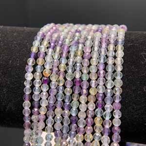 Colorful fluorite angle cut long chain (2-3-4mm) semi-finished. 39cm