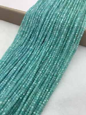 Amazonite Square Beads 2×2mm, Long Chain 38cm