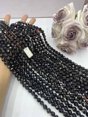 Smoky quartz diamond cut 10mm, 38cm long chain.