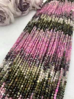 Tourmaline gradient small faceted 3mm, long chain 38cm