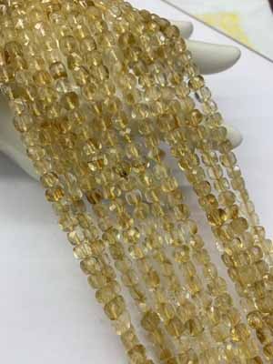 Grade A Citrine Cube Beads 6×6mm, 38cm Long Chain
