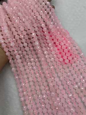 Rose quartz 128 facets 6mm, 8mm, 10mm, 12mm, 14mm, semi-finished long chain 38cm.