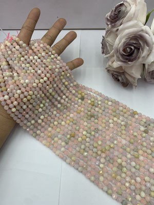 Morganite Diamond Cut 8mm, 38cm Long Strand