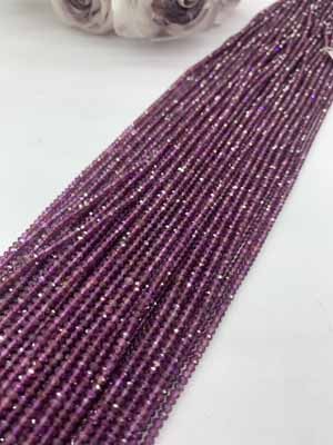 Purple Garnet Abacus Beads 2×3mm, Long Chain 38cm