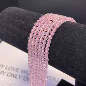 Fine diamond-cut rose quartz (2-3-4mm), semi-finished long chain 39cm.