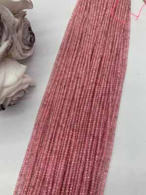 Strawberry quartz abacus beads 2x3mm, long chain 38cm.