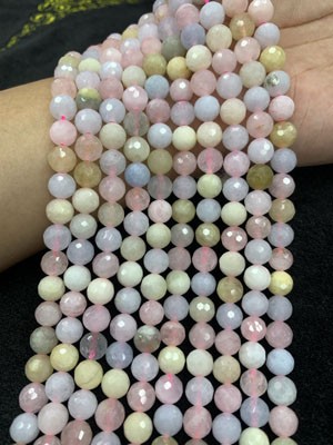 Morganite 128 Faceted Semi-Finished Long Strand 38cm