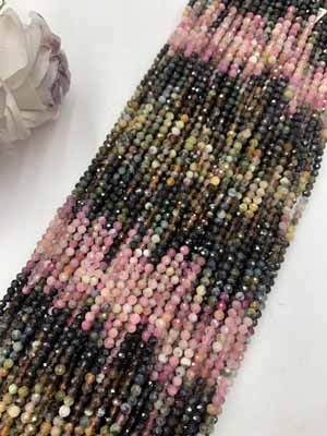 Tourmaline gradient 3.8-4mm faceted, long chain 38cm