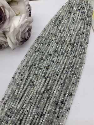Coated Indian blue moonstone abacus beads 3x4mm, long chain 38cm.