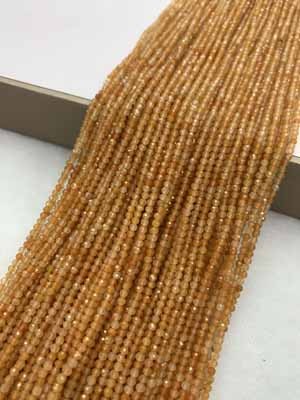 Orange aventurine small faceted 2mm, long chain 38cm.