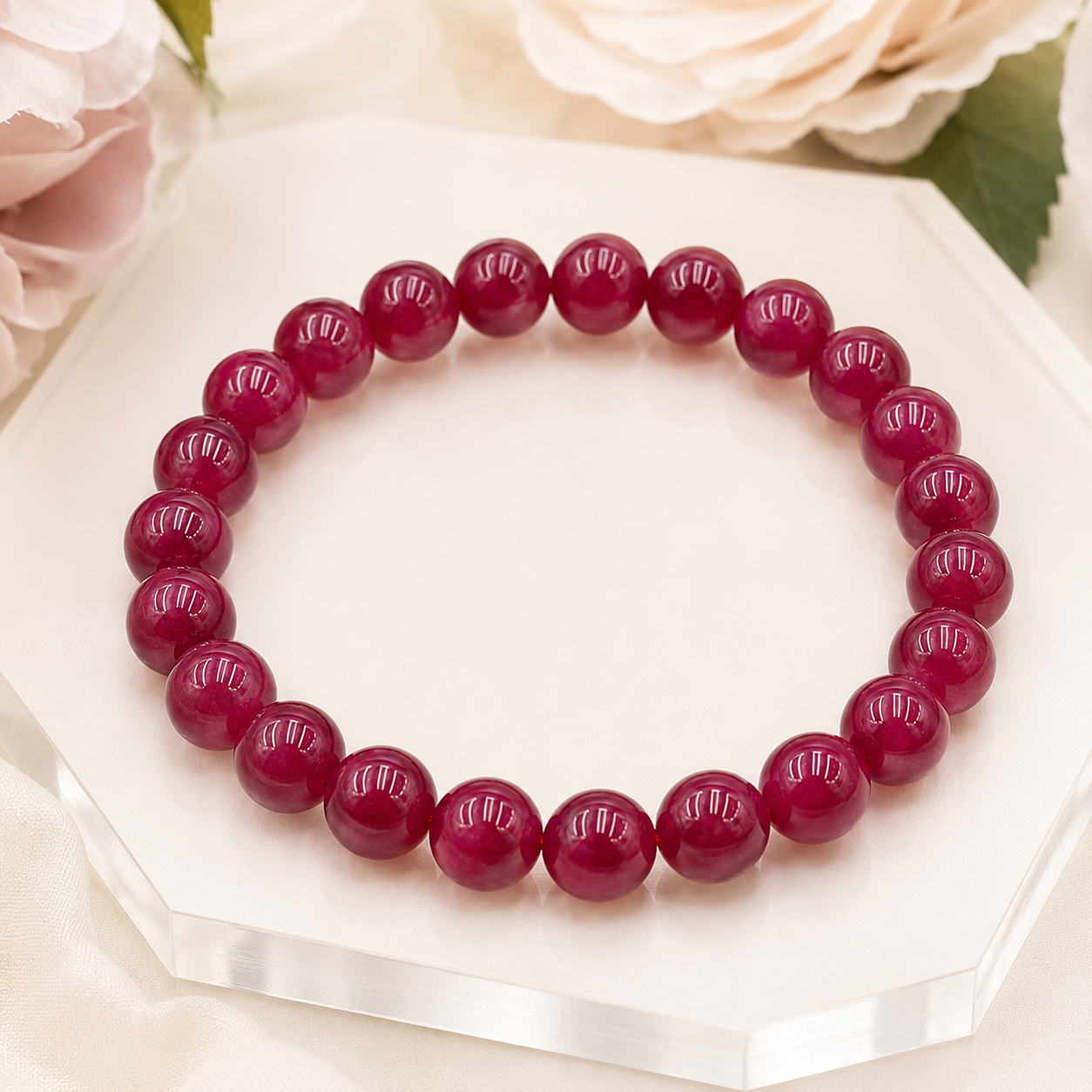 Red corundum 8mm bracelet.