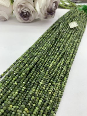 Canadian Jade Abacus Beads 2×3mm, 38cm Long Chain