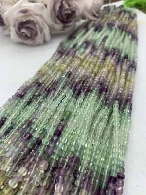 Fluorite Gradient Cube Beads 4×4mm, 38cm Long Chain