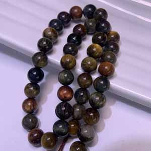 Pietersite round bead semi-finished (9mm), long chain 39cm