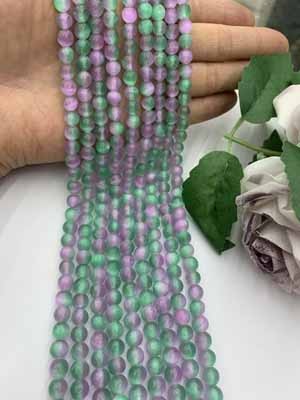 Purple-Green Dual-Color Scolecite Cat's Eye Beads Semi-Finished Long Chain 38cm