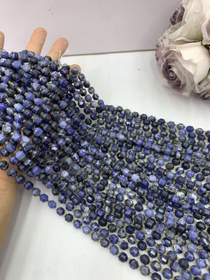 Blue Lace Agate Lucky Beads 8mm, Long Chain 38cm