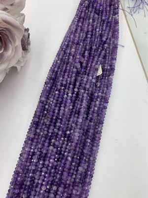 Amethyst Abacus Bead 3×4mm, 38cm Long Chain