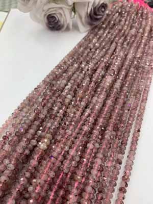 Strawberry quartz abacus beads 4x6mm, long chain 38cm.