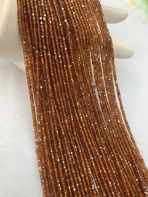 Orange garnet sugar cube 2x2mm, long chain 38cm.