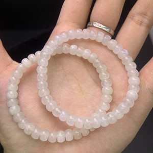 Blue Moonstone Straight Cut Beads (6×4mm), Single Loop Bracelet