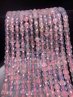 Morganite faceted sugar cube (4x4mm) semi-finished long chain 39cm.