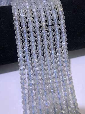 Clear Blue Topaz Faceted Abacus Beads (3×5mm) Semi-finished Long Chain 39cm