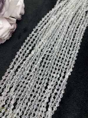 White crystal non-faceted beads (each bead approx. 5-6mm) long chain 38cm