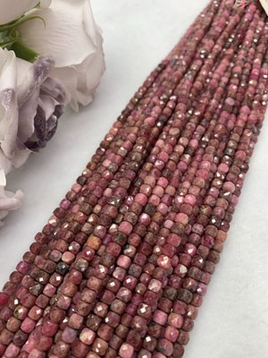 Red Rhodochrosite Cube Long Chain 38cm