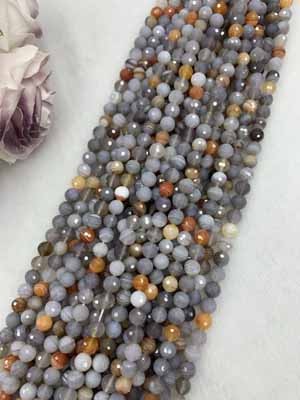 Persian Gulf agate 128 facets 8mm, semi-finished long chain 38cm