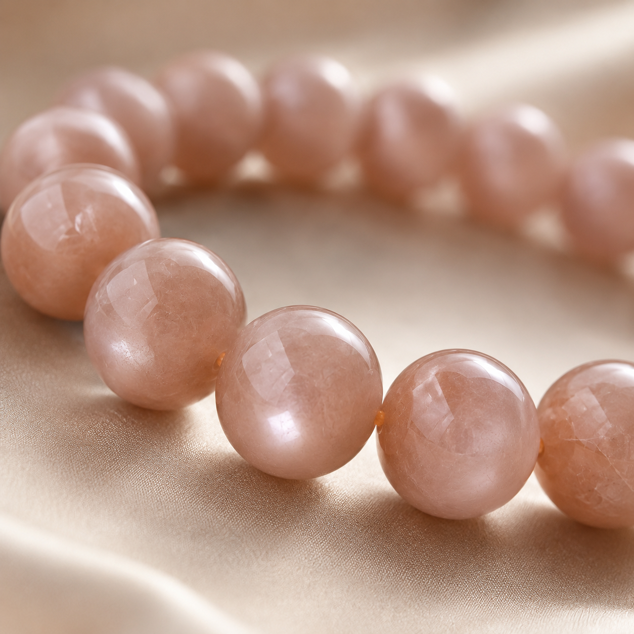 Brown Milky Moonstone (14.4mm) Large Bead Single Loop Bracelet, Orange Moonstone