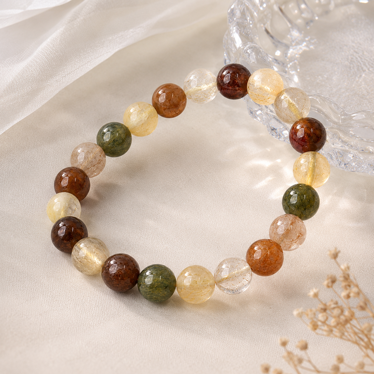 Colored hair crystal 10mm bracelet