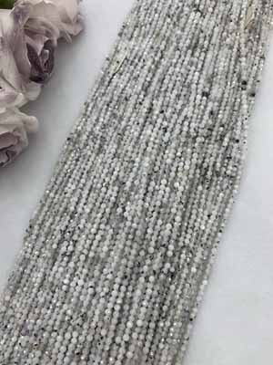 Indian Blue Moonstone Small Faceted Long Chain, 38cm