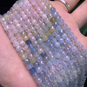 Gradient aquamarine sugar cube (4x4mm) semi-finished long chain 39cm.