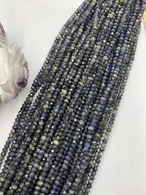 Iolite Abacus Beads 4×6mm, Long Chain 38cm