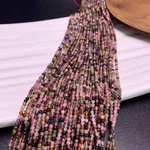 Tourmaline millet bead semi-finished (3.8mm), long chain 39cm