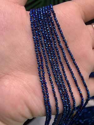 Diamond-Cut Color-Plated Black Spinel (2mm), Semi-Finished 44cm Long Chain